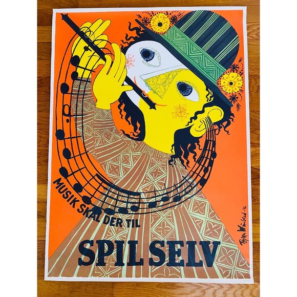 Bjørn Wiinblad Spil Selv, Musik Skal Der Til, 1946 Vintage Poster (Reproduction) - Picture 1 of 9